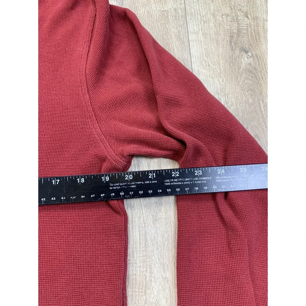 VTG Timberland Men Red Cotton 1/4 Button Long Sleeve Heavy Pullover Shirt Size M